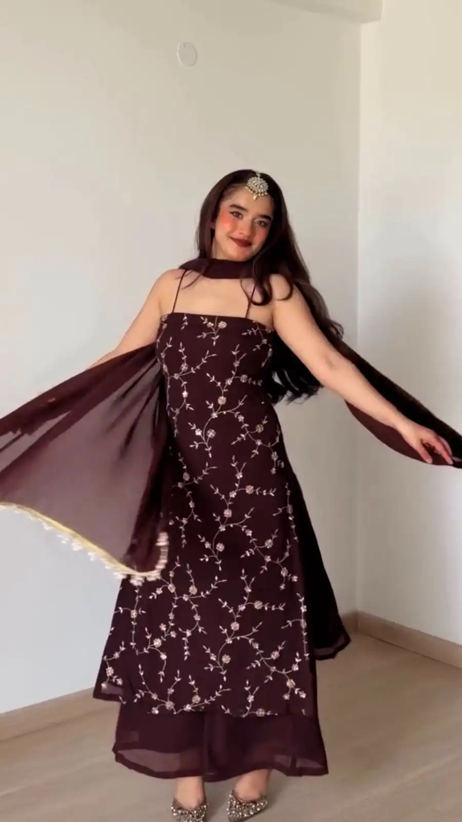 RTC 6067 Brown Faux Georgette Salwar Suit with Mirror Work & Embroidery Work. Get it for ₹2049. Delivery 4-6 Working Days. Shop now. | Jump Suits, Salwar suit, Casual Suits, Creative suits, Designer Suits, Palazzo Suits, Party Wear Suits, Patiala Suits, Straight Suits