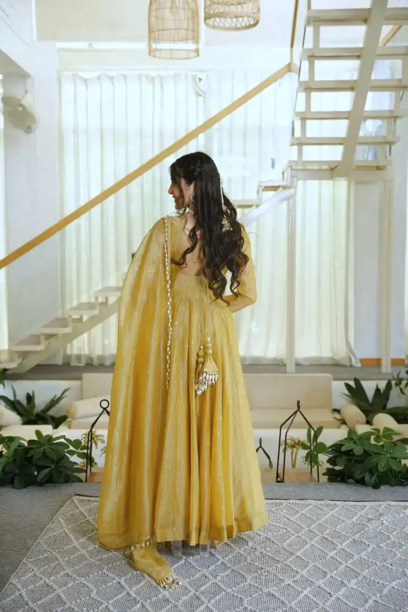 KD 1641 Gold in Salsa Silk Embroidery Work & Sequins Work Gown . Get it for ₹2899. Delivery 4-6 Working Days. Online Shop now. | Gowns, Bollywood Gowns, Creative Gowns, Designer Gowns, Embroidered Gowns, Party Wear Gowns