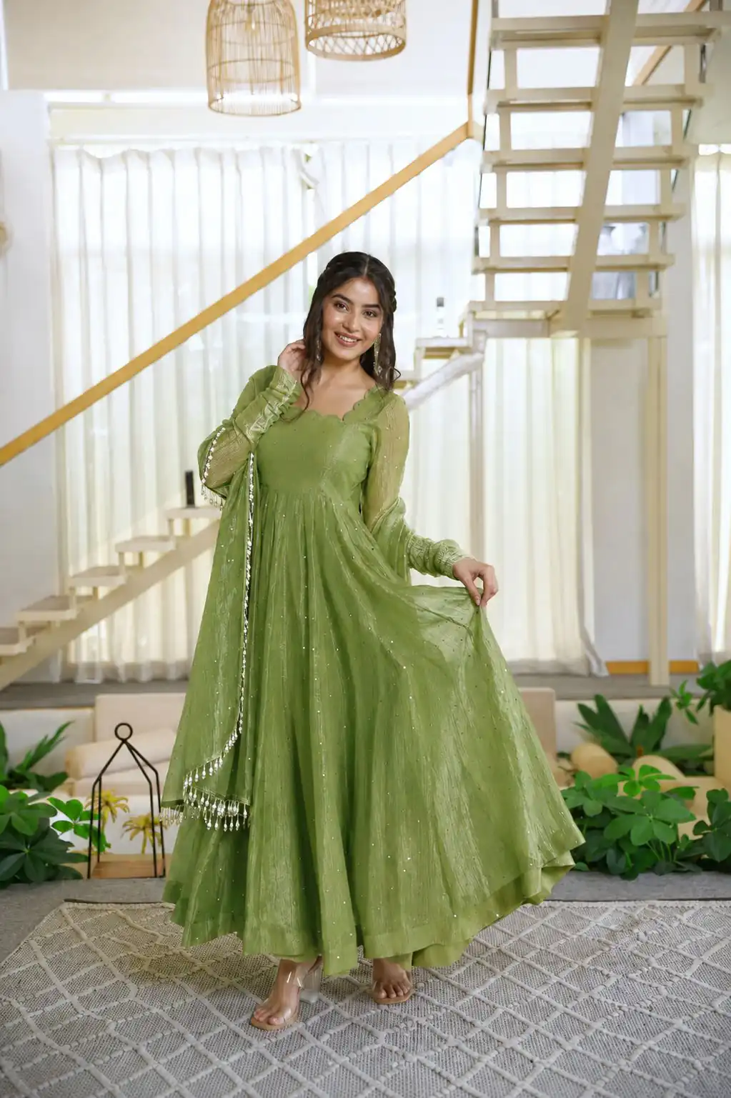 KD 1641 Green in Salsa Silk Embroidery Work & Sequins Work Gown . Get it for ₹2899. Delivery 4-6 Working Days. Online Shop now. | Gowns, Bollywood Gowns, Creative Gowns, Designer Gowns, Embroidered Gowns, Party Wear Gowns