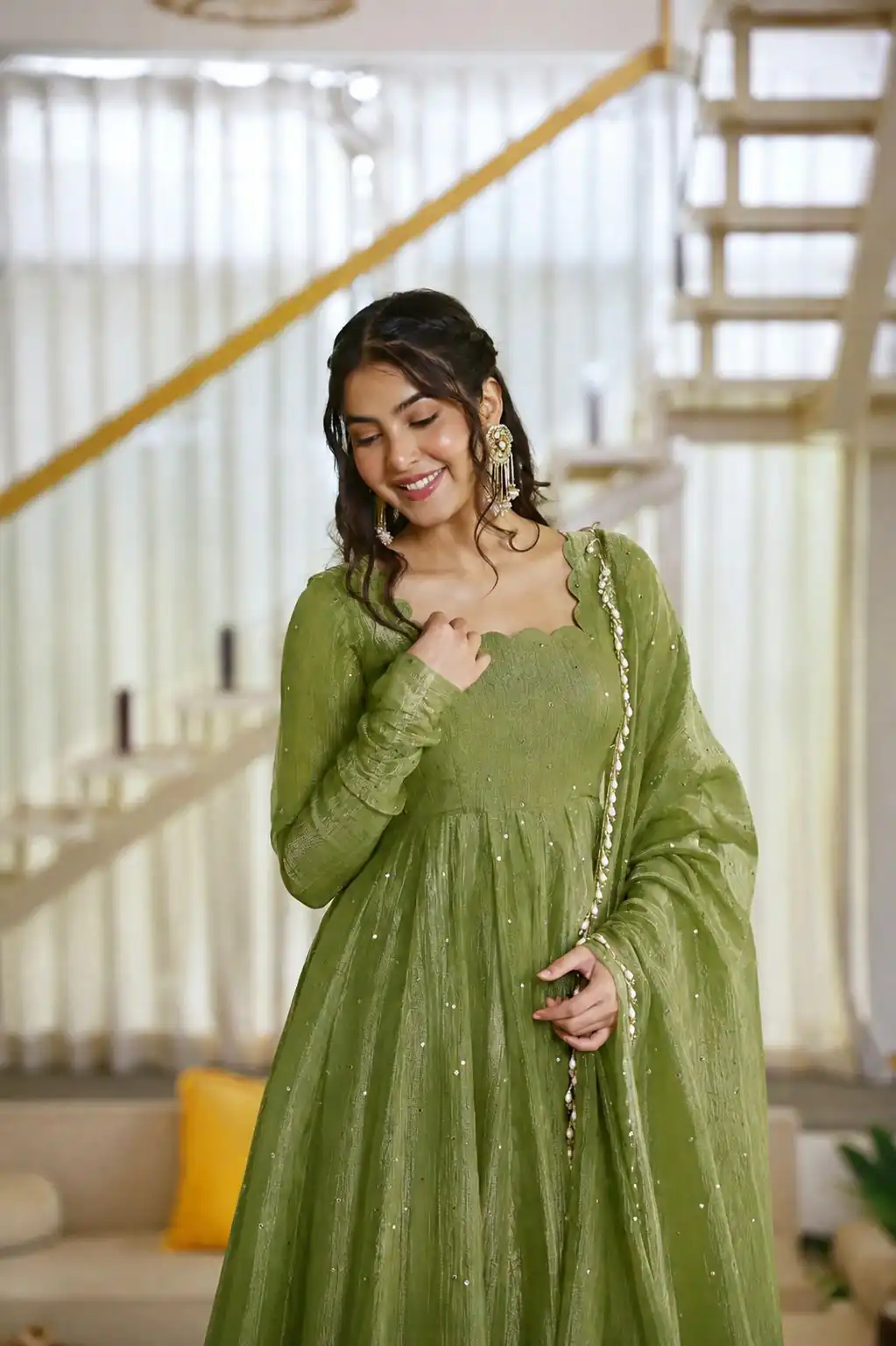 KD 1641 Green in Salsa Silk Embroidery Work & Sequins Work Gown . Get it for ₹2899. Delivery 4-6 Working Days. Online Shop now. | Gowns, Bollywood Gowns, Creative Gowns, Designer Gowns, Embroidered Gowns, Party Wear Gowns