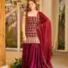 ST 1192 Maroon Faux Georgette Salwar Suit with Embroidery Work. Available at ₹2349 only. Delivery 4-6 Working Days. Shop now. | Jump Suits, Tops & Bottoms, Track Suits, Salwar suit, Casual Suits, Creative suits, Designer Suits, Palazzo Suits, Party Wear Suits, Patiala Suits, Straight Suits, Trendy Wear