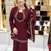 KD 1646 Maroon Georgette Salwar Suit with Mirror Work & Embroidery Work. Get it for ₹2149. Delivery 4-6 Working Days. Shop now. | Jump Suits, Salwar suit, Casual Suits, Creative suits, Designer Suits, Palazzo Suits, Party Wear Suits, Patiala Suits, Straight Suits
