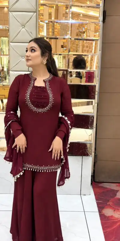 KD 1646 Maroon Georgette Salwar Suit with Mirror Work & Embroidery Work. Get it for ₹2149. Delivery 4-6 Working Days. Shop now. | Jump Suits, Salwar suit, Casual Suits, Creative suits, Designer Suits, Palazzo Suits, Party Wear Suits, Patiala Suits, Straight Suits