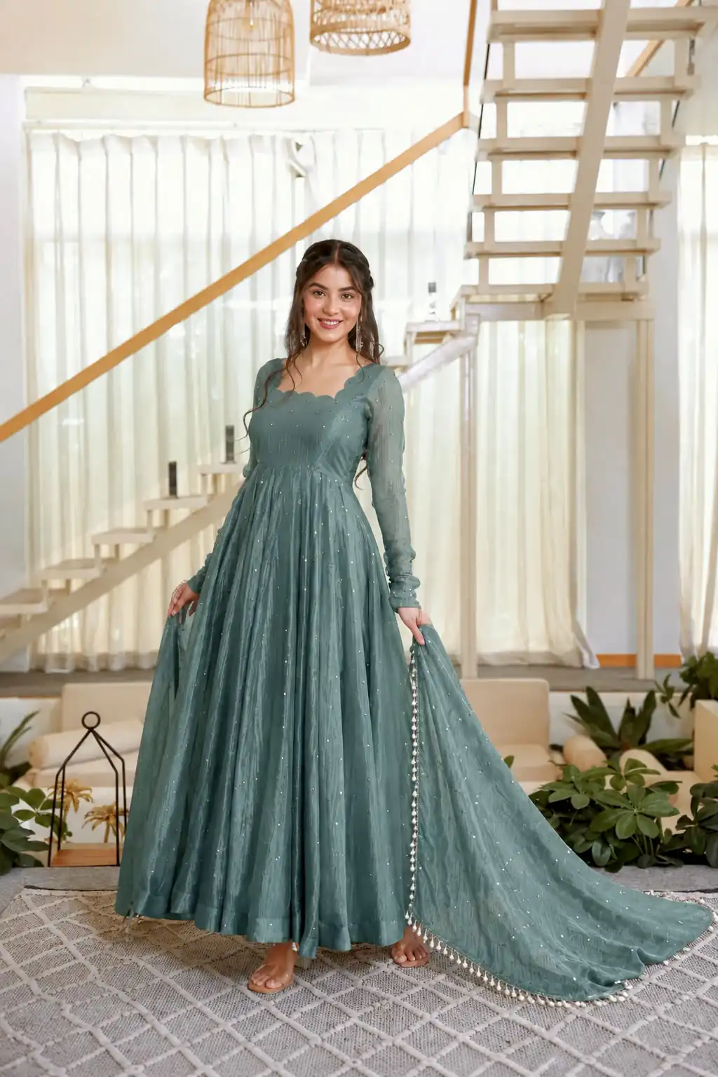 KD 1641 Teal in Salsa Silk Embroidery Work & Sequins Work Gown . Get it for ₹2899. Delivery 4-6 Working Days. Online Shop now. | Gowns, Bollywood Gowns, Creative Gowns, Designer Gowns, Embroidered Gowns, Party Wear Gowns