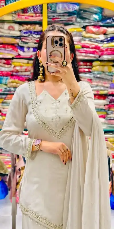 JF 054 White Color Roman Silk Salwar Suit with Embroidery Work. Available at ₹2399 only. Delivery 4-6 Working Days. Shop now. | Jump Suits, Salwar suit, Casual Suits, Creative suits, Designer Suits, Palazzo Suits, Party Wear Suits, Patiala Suits, Straight Suits