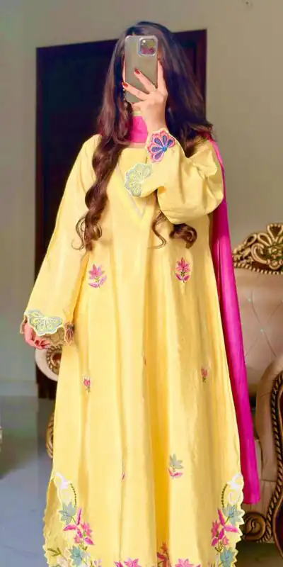 MF 544 Yellow Ho Silk Salwar Suit with Sequins Work & Embroidery Work. Grab it for ₹2349. Delivery 4-6 Working Days. Shop now. | Jump Suits, Salwar suit, Casual Suits, Creative suits, Designer Suits, Palazzo Suits, Party Wear Suits, Patiala Suits, Straight Suits