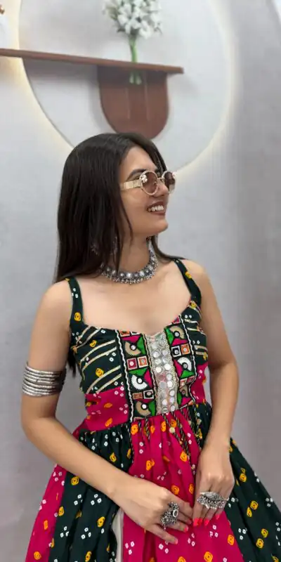 PC 604 Black Khadi Cotton Lehenga Choli with Bandhej Print & Mirror Work. Festive Deal ₹3049. Delivery 4-6 Working Days. Shop now. | Lehenga, Bollywood Lehenga, Creative Lehenga, Designer Lehenga, Embroidered Lehenga, Party Wear Lehenga