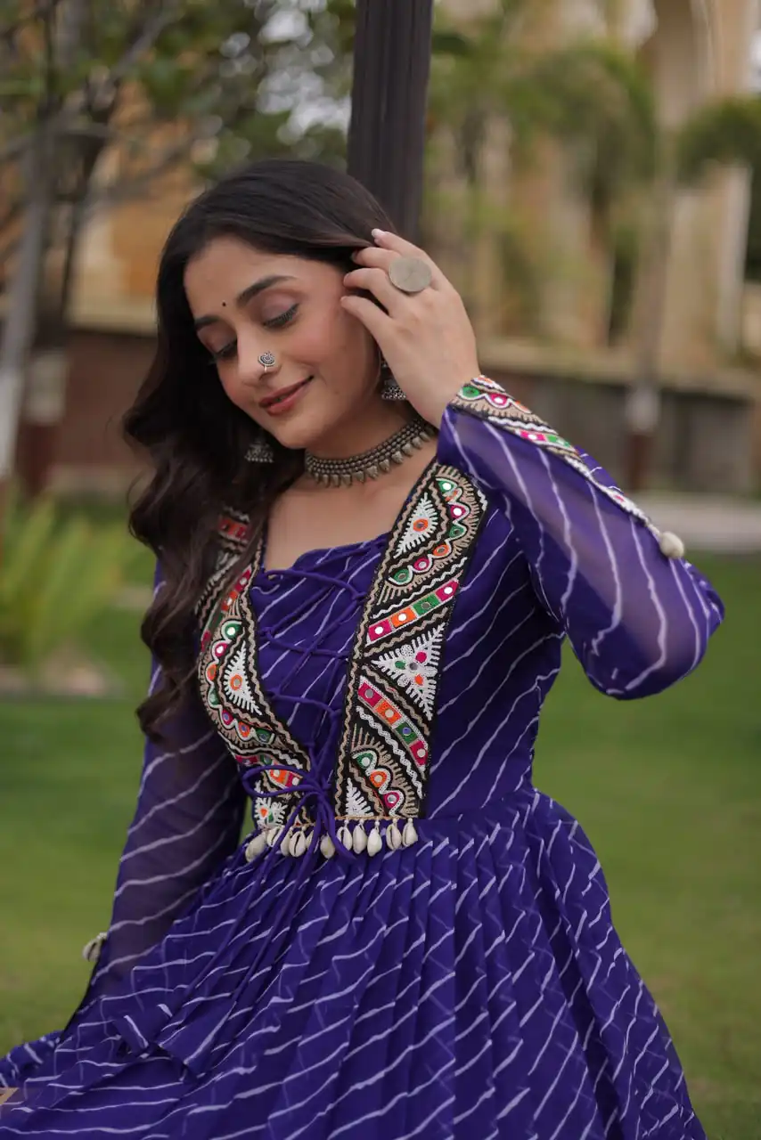 KA 1274 Purple in Colour Faux Georgette Bandhani Print Work Gown. Available at ₹2019 only. Delivery 4-6 Working Days. Shop now. | Gowns, Bollywood Gowns, Creative Gowns, Designer Gowns, Embroidered Gowns, Party Wear Gowns