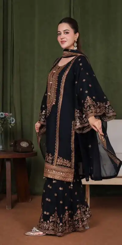 NSR 890 Black Fendy Silk Salwar Suitwith Embroidery Work & Lace Work. Now at just ₹2399. Delivery 4-6 Working Days. Shop now. | Jump Suits, Salwar suit, Casual Suits, Creative suits, Designer Suits, Palazzo Suits, Party Wear Suits, Patiala Suits, Straight Suits