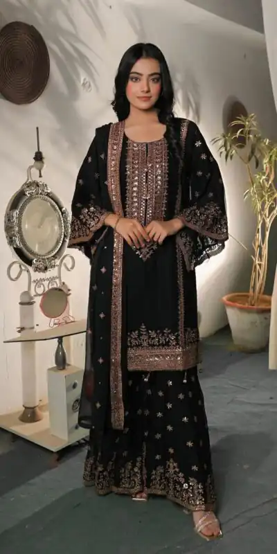 NSR 890 Black Fendy Silk Salwar Suitwith Embroidery Work & Lace Work. Now at just ₹2399. Delivery 4-6 Working Days. Shop now. | Jump Suits, Salwar suit, Casual Suits, Creative suits, Designer Suits, Palazzo Suits, Party Wear Suits, Patiala Suits, Straight Suits