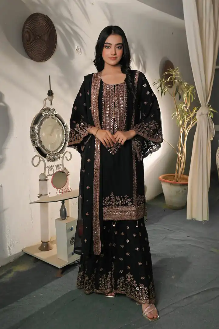 NSR 890 Black Fendy Silk Salwar Suitwith Embroidery Work & Lace Work. Now at just ₹2399. Delivery 4-6 Working Days. Shop now. | Jump Suits, Salwar suit, Casual Suits, Creative suits, Designer Suits, Palazzo Suits, Party Wear Suits, Patiala Suits, Straight Suits