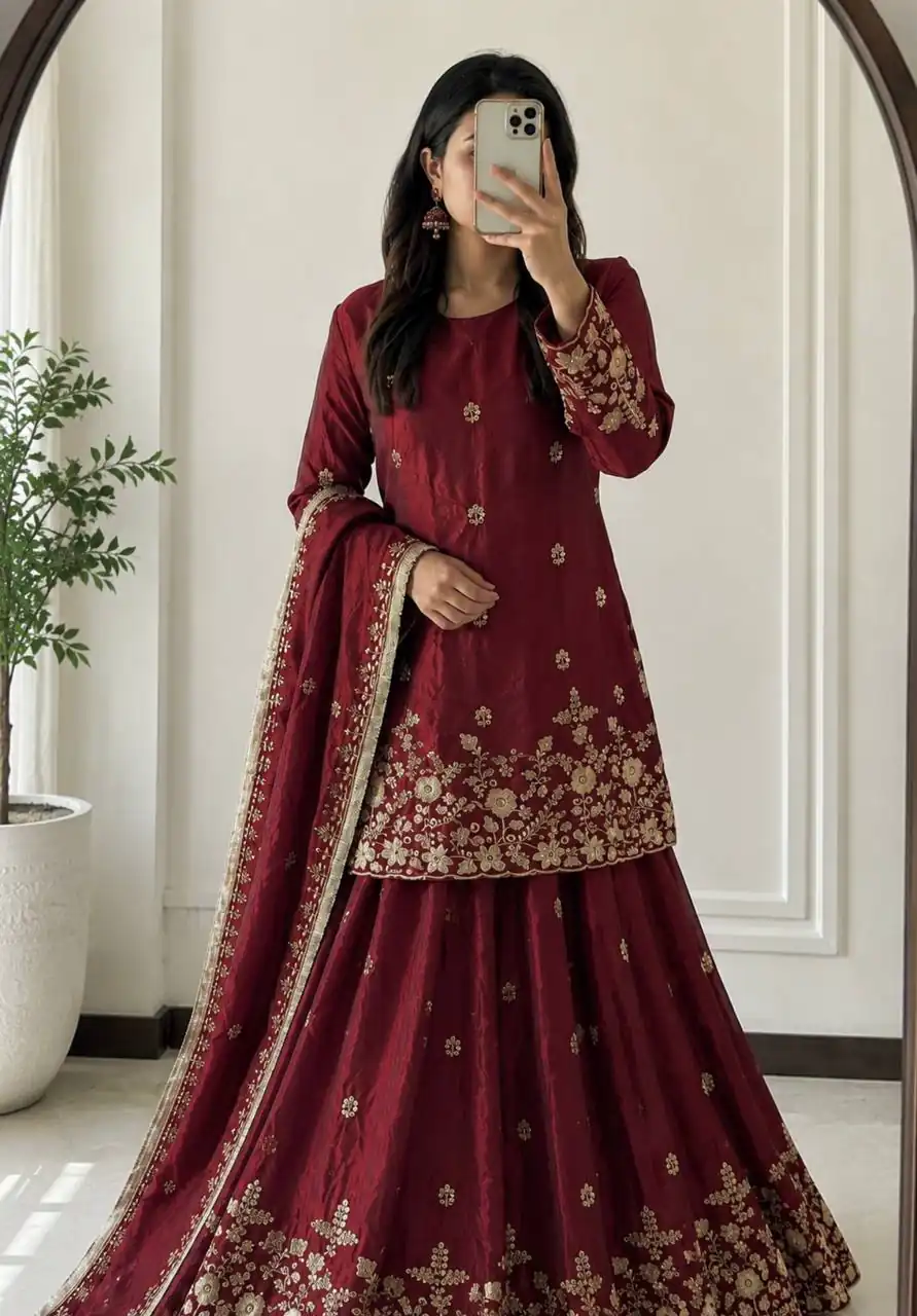 BT 5049 Maroon in Color Fendy Silk Designer Work Salwar Suit . Introductory Price ₹2849. Delivery 4-6 Working Days. Shop now. | Jump Suits, Salwar suit, Casual Suits, Creative suits, Designer Suits, Palazzo Suits, Party Wear Suits, Patiala Suits, Straight Suits