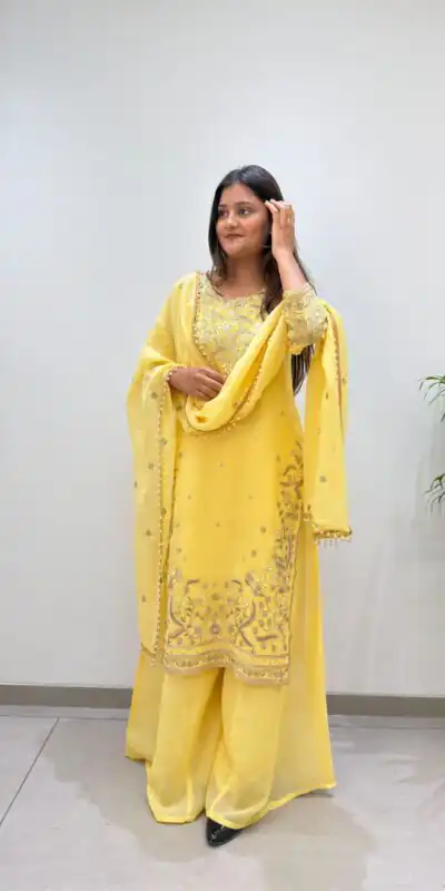BE 501 Yellow Crunchy Silk Salwar Suit with Embroidery Work. Wedding, Party, Festive, Events Best Price ₹2349. Delivery 4-6 Working Days. Shop now. | Jump Suits, Salwar suit, Casual Suits, Creative suits, Designer Suits, Palazzo Suits, Party Wear Suits, Patiala Suits, Straight Suits