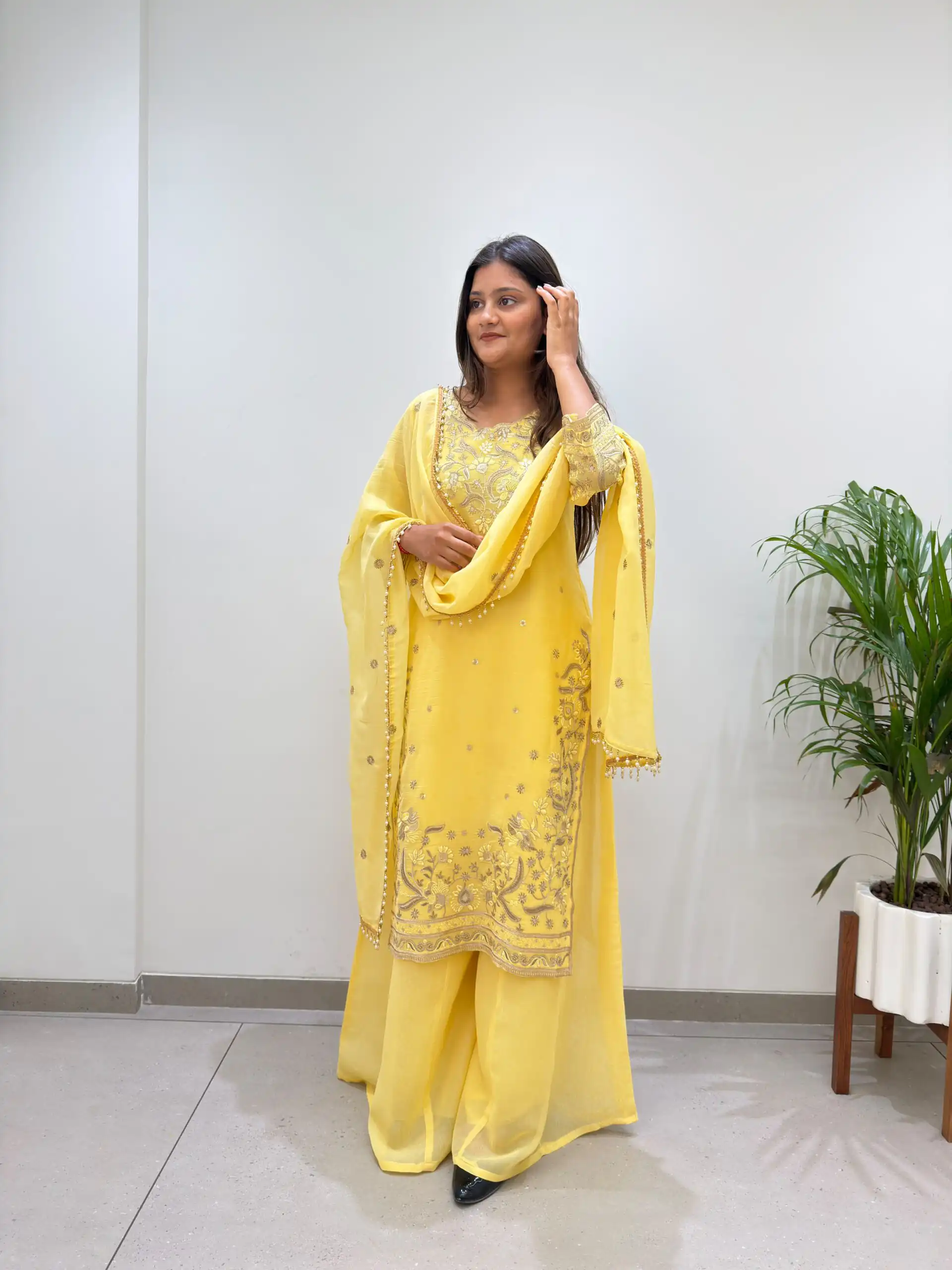 BE 501 Yellow Crunchy Silk Salwar Suit with Embroidery Work. Wedding, Party, Festive, Events Best Price ₹2349. Delivery 4-6 Working Days. Shop now. | Jump Suits, Salwar suit, Casual Suits, Creative suits, Designer Suits, Palazzo Suits, Party Wear Suits, Patiala Suits, Straight Suits