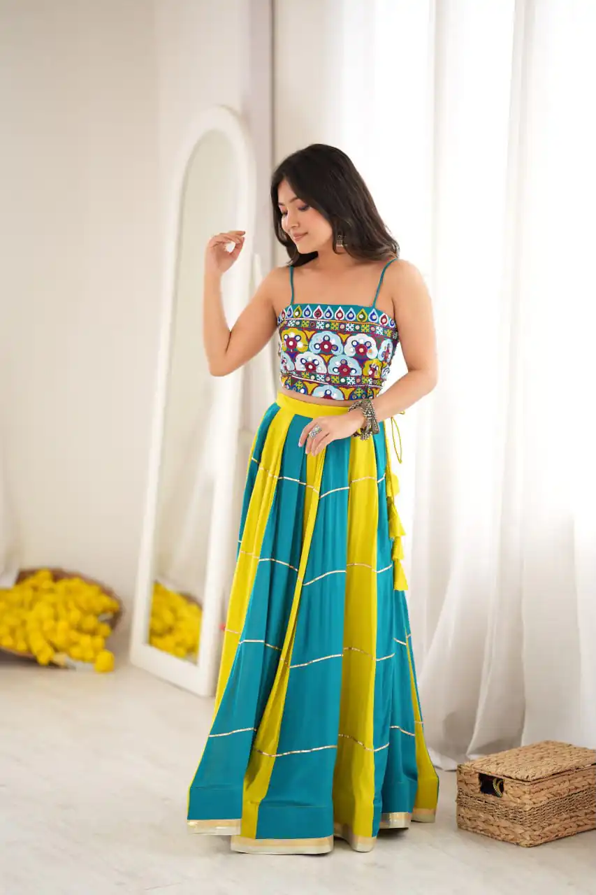 SP 97 Blue Color Rayon Embroidery Work & Cowrie Work Lehenga Choli . Grab it for ₹2399. Delivery 4-6 Working Days. Shop now. | Lehenga, Bollywood Lehenga, Creative Lehenga, Designer Lehenga, Embroidered Lehenga, Party Wear Lehenga