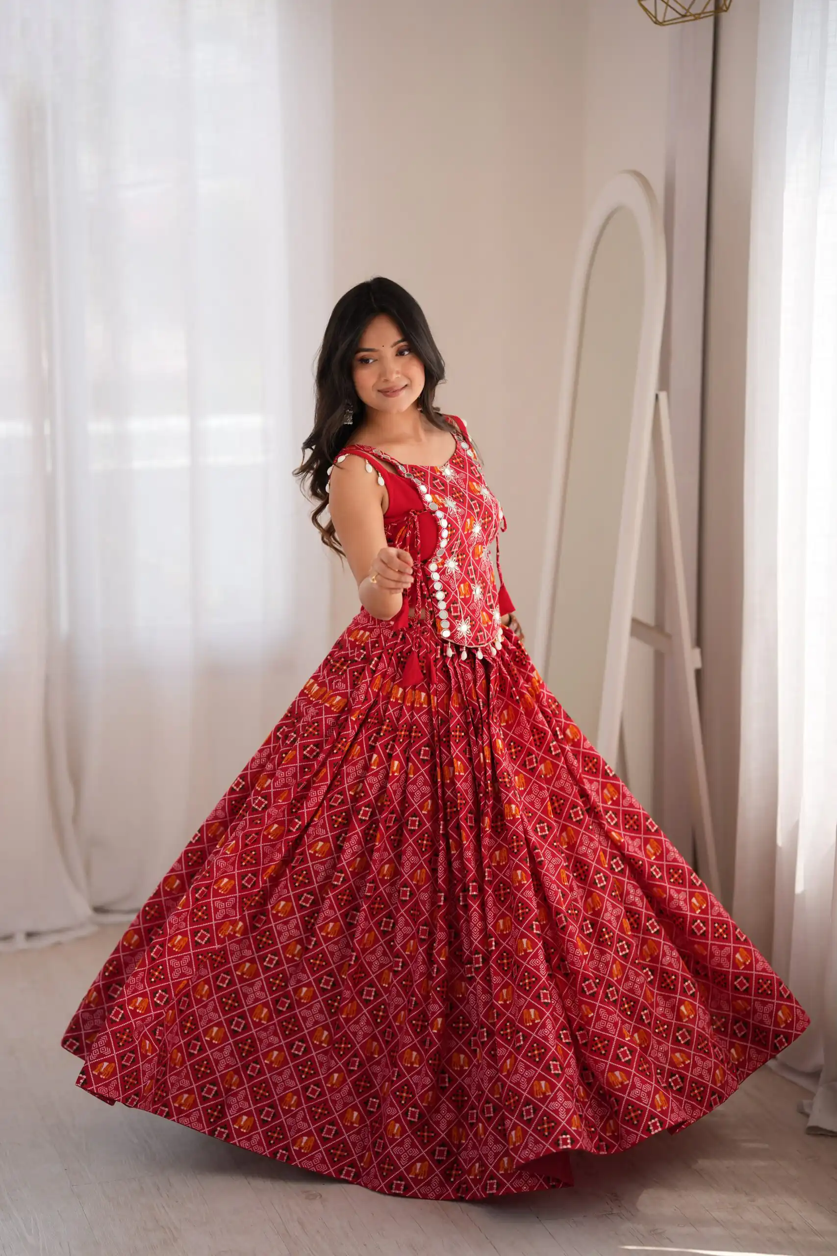 SP 96 Redl Color Rayon Embroidery Work & Cowrie Work Lehenga Choli . Grab it for ₹2199. Delivery 4-6 Working Days. Shop now. | Lehenga, Bollywood Lehenga, Creative Lehenga, Designer Lehenga, Embroidered Lehenga, Party Wear Lehenga