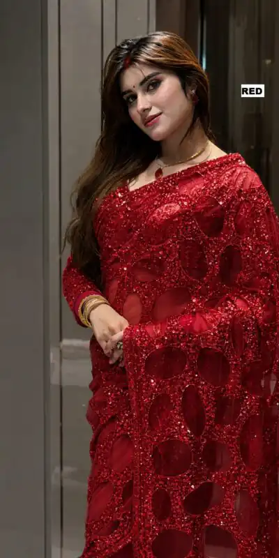 DF 3489 Red Butterfly Net Saree Sequence with Work & Zari Work. Introductory Price ₹2099. Delivery 4-6 Working Days. Shop now. | Sarees, Bollywood Sarees, Creative Sarees, Designer Sarees, Embroidered Sarees, Ethnic Saree, Modern Digital sarees, Party Wear Sarees