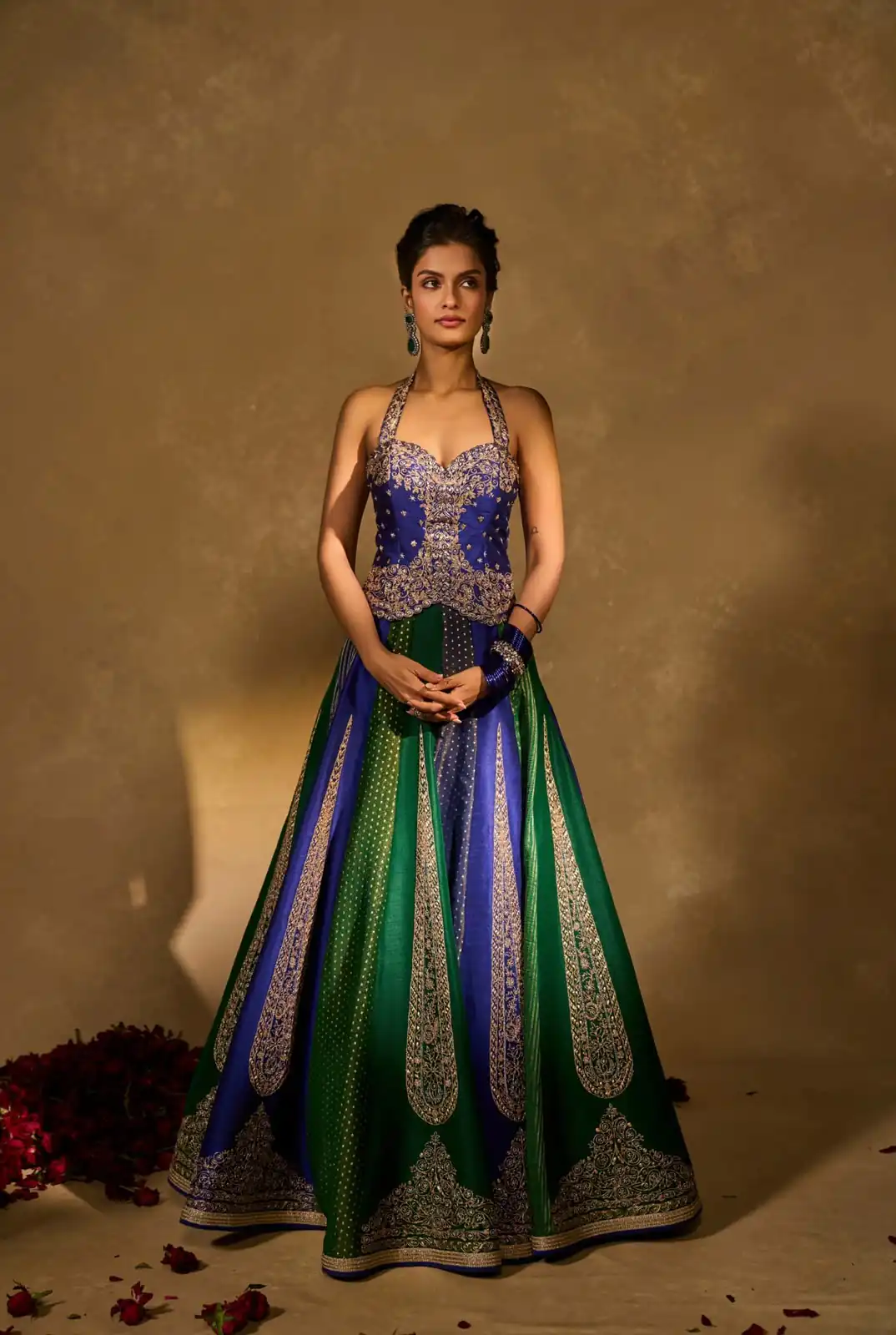 Aglow Blue Chinon Silk Multi Thread Work Lehenga Choli - Image 3
