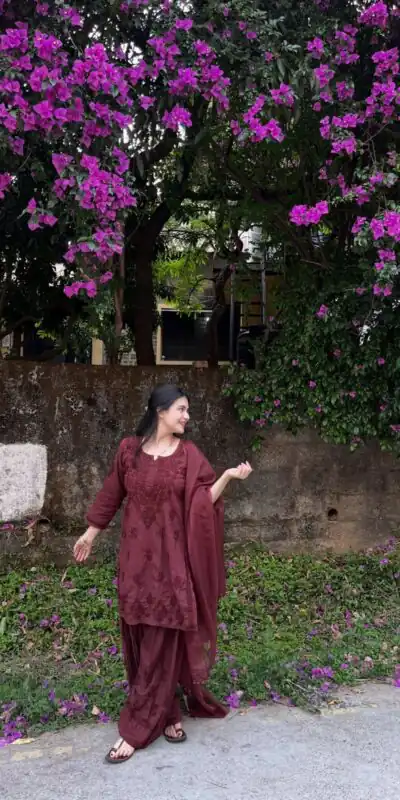 Fancy Maroon Rayon Embroidery Work Salwar Suit