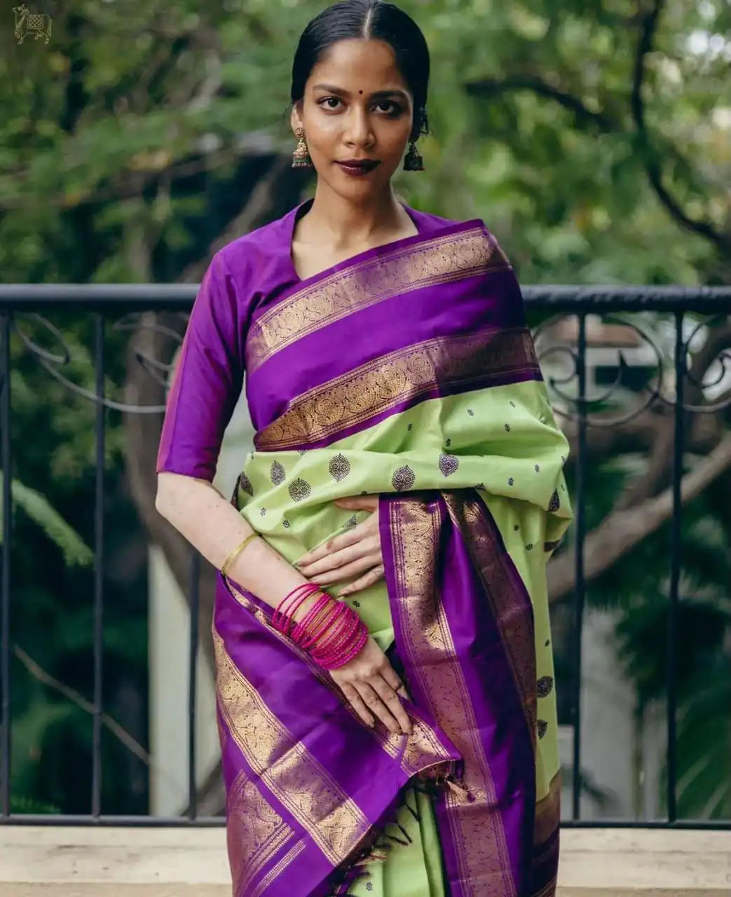 Fancy Pista Soft Lichi Silk With Jacquard Saree - Image 3