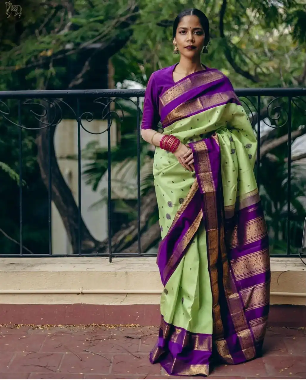Fancy Pista Soft Lichi Silk With Jacquard Saree