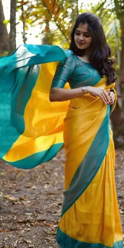 Magical Yellow Soft Lichi Jacquard Work Saree