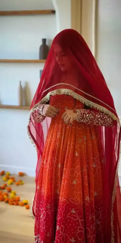 Alternative view of Perfect Red Faux Georgette Thread Work Salwar Suit