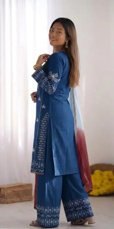 NSR 888 Blue Rayon Salwar Suit with Embroidery Work & Thread Embroidery. Best Price ₹2199. Delivery 4-6 Working Days. Shop now. | Jump Suits, Salwar suit, Casual Suits, Creative suits, Designer Suits, Palazzo Suits, Party Wear Suits, Patiala Suits, Straight Suits