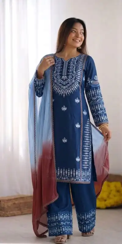 NSR 888 Blue Rayon Salwar Suit with Embroidery Work & Thread Embroidery. Best Price ₹2199. Delivery 4-6 Working Days. Shop now. | Jump Suits, Salwar suit, Casual Suits, Creative suits, Designer Suits, Palazzo Suits, Party Wear Suits, Patiala Suits, Straight Suits