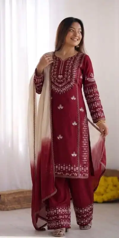 NSR 888 Maroon Rayon Salwar Suit with Embroidery Work & Thread Embroidery. Best Price ₹2199. Delivery 4-6 Working Days. Shop now. | Jump Suits, Salwar suit, Casual Suits, Creative suits, Designer Suits, Palazzo Suits, Party Wear Suits, Patiala Suits, Straight Suits