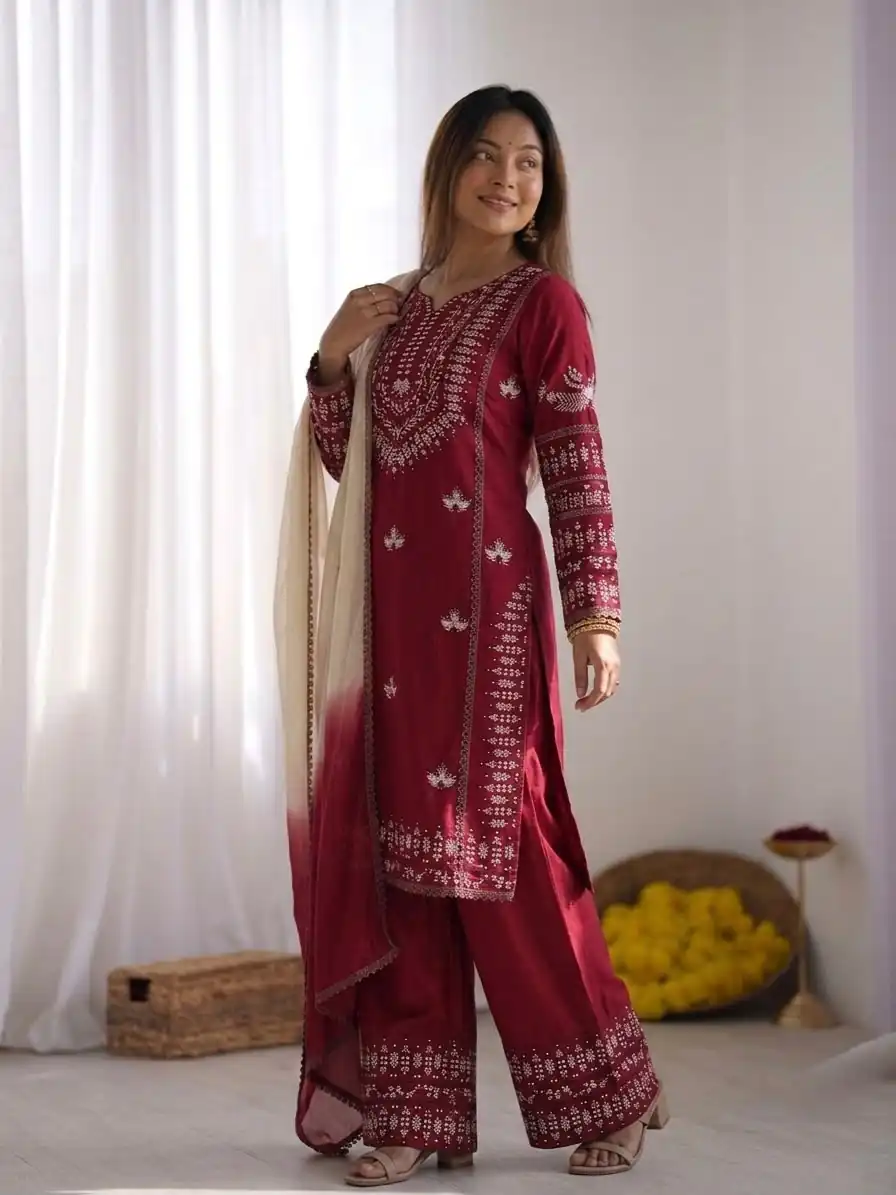 NSR 888 Maroon Rayon Salwar Suit with Embroidery Work & Thread Embroidery. Best Price ₹2199. Delivery 4-6 Working Days. Shop now. | Jump Suits, Salwar suit, Casual Suits, Creative suits, Designer Suits, Palazzo Suits, Party Wear Suits, Patiala Suits, Straight Suits