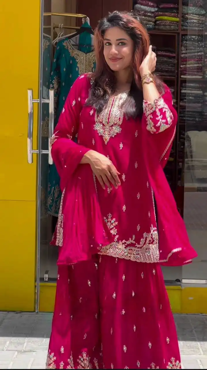 MD 3046 Red Color Chinon Silk Salwar Suit with Embroidery Work. Online Get it for ₹2319. Delivery 4-6 Working Days. Shop now. | Jump Suits, Salwar suit, Casual Suits, Creative suits, Designer Suits, Palazzo Suits, Party Wear Suits, Patiala Suits, Straight Suits