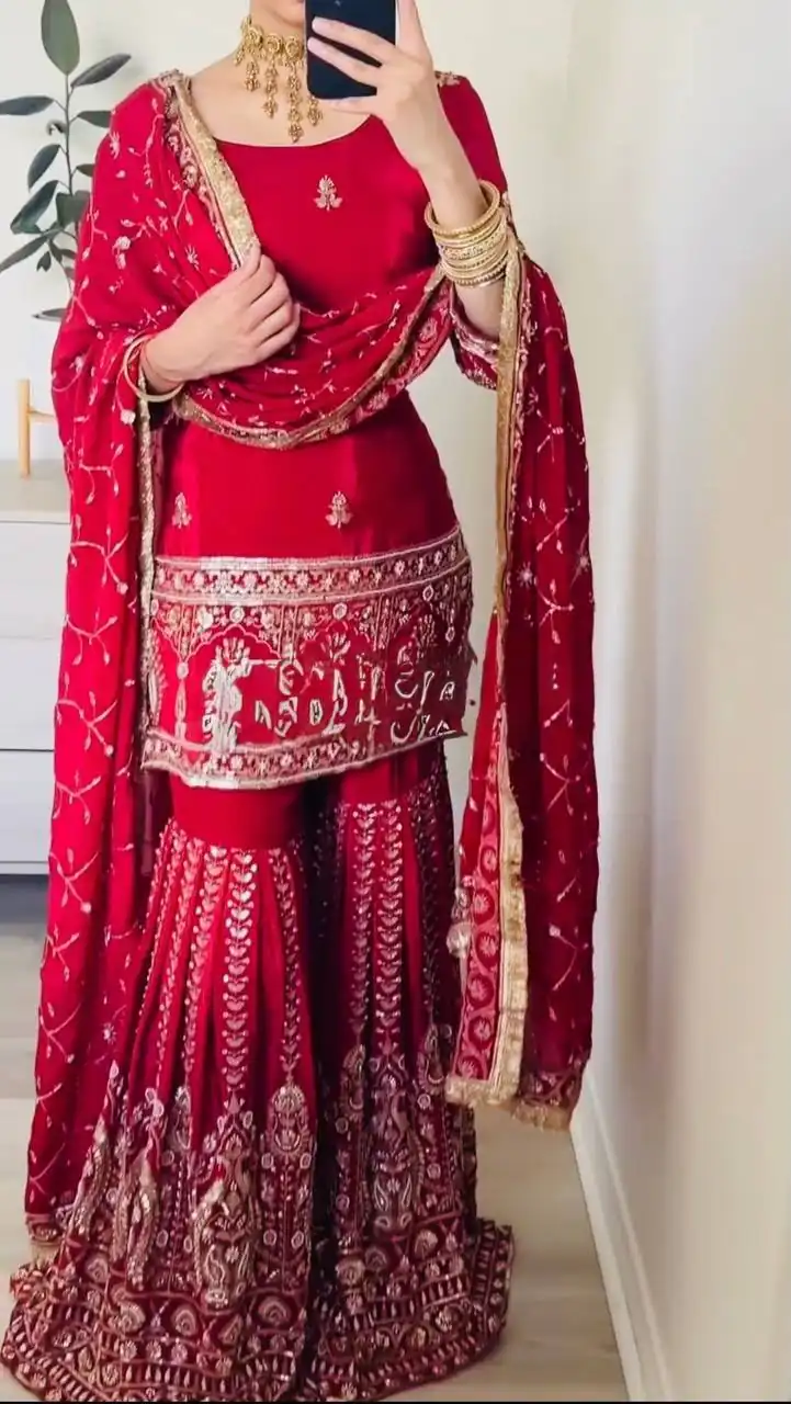RTC 6003 Red Color Chinon Silk Salwar Suit with Embroidery Work. Online Get it for ₹2849. Delivery 4-6 Working Days. Shop now. | Jump Suits, Salwar suit, Casual Suits, Creative suits, Designer Suits, Palazzo Suits, Party Wear Suits, Patiala Suits, Straight Suits