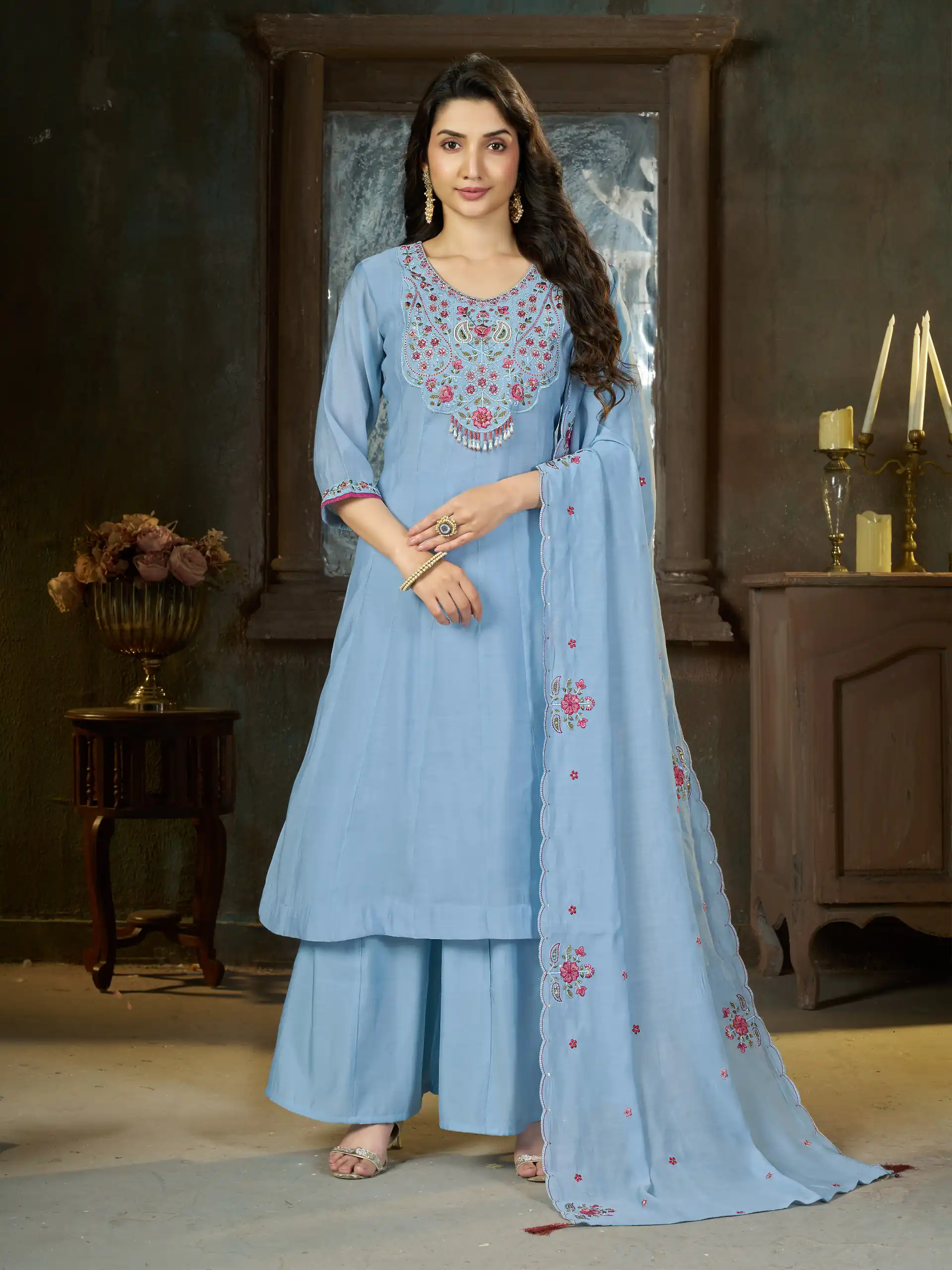 DIVA 175 Blue Mal Chanderi Salwar Suit Perfect for Wedding, Party, Baisakhi, Housewarming, Sangeet – Introductory Price ₹2899. Delivery 4-6 Working D | Jump Suits, Salwar suit, Casual Suits, Creative suits, Designer Suits, Palazzo Suits, Party Wear Suits, Patiala Suits, Straight Suits
