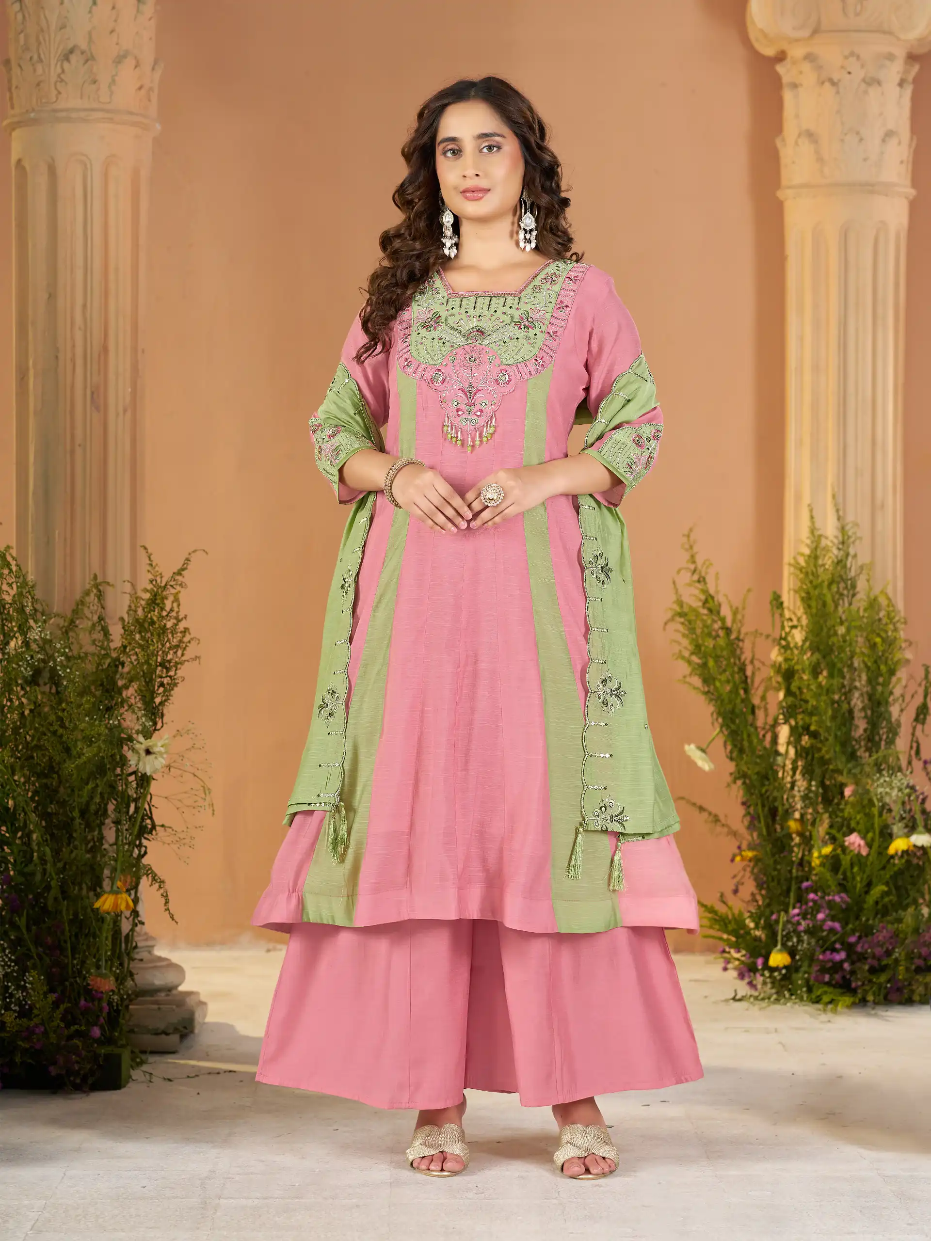 DIVA 186 Peach Mal Chanderi Salwar Suit Perfect for Wedding, Party, Baisakhi, Housewarming, Sangeet – Introductory Price ₹2899. Delivery 4-6 Working D | Jump Suits, Salwar suit, Casual Suits, Creative suits, Designer Suits, Palazzo Suits, Party Wear Suits, Patiala Suits, Straight Suits