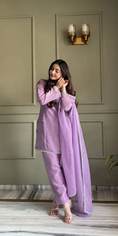 KB 297 Lavender Crunchy Silk Salwar Suit with Embroidery Work. Wedding, Party, Festive, Events Best Price ₹2029. Delivery 4-6 Working Days. Shop now. | Jump Suits, Salwar suit, Casual Suits, Creative suits, Designer Suits, Palazzo Suits, Party Wear Suits, Patiala Suits, Straight Suits