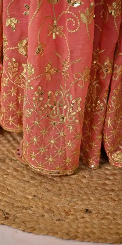 ND 5060 Peach Crunchy Silk Salwar Suit with Embroidery Work. Wedding, Party, Festive, Events Best Price ₹2999. Delivery 4-6 Working Days. Shop now. | Jump Suits, Salwar suit, Casual Suits, Creative suits, Designer Suits, Palazzo Suits, Party Wear Suits, Patiala Suits, Straight Suits