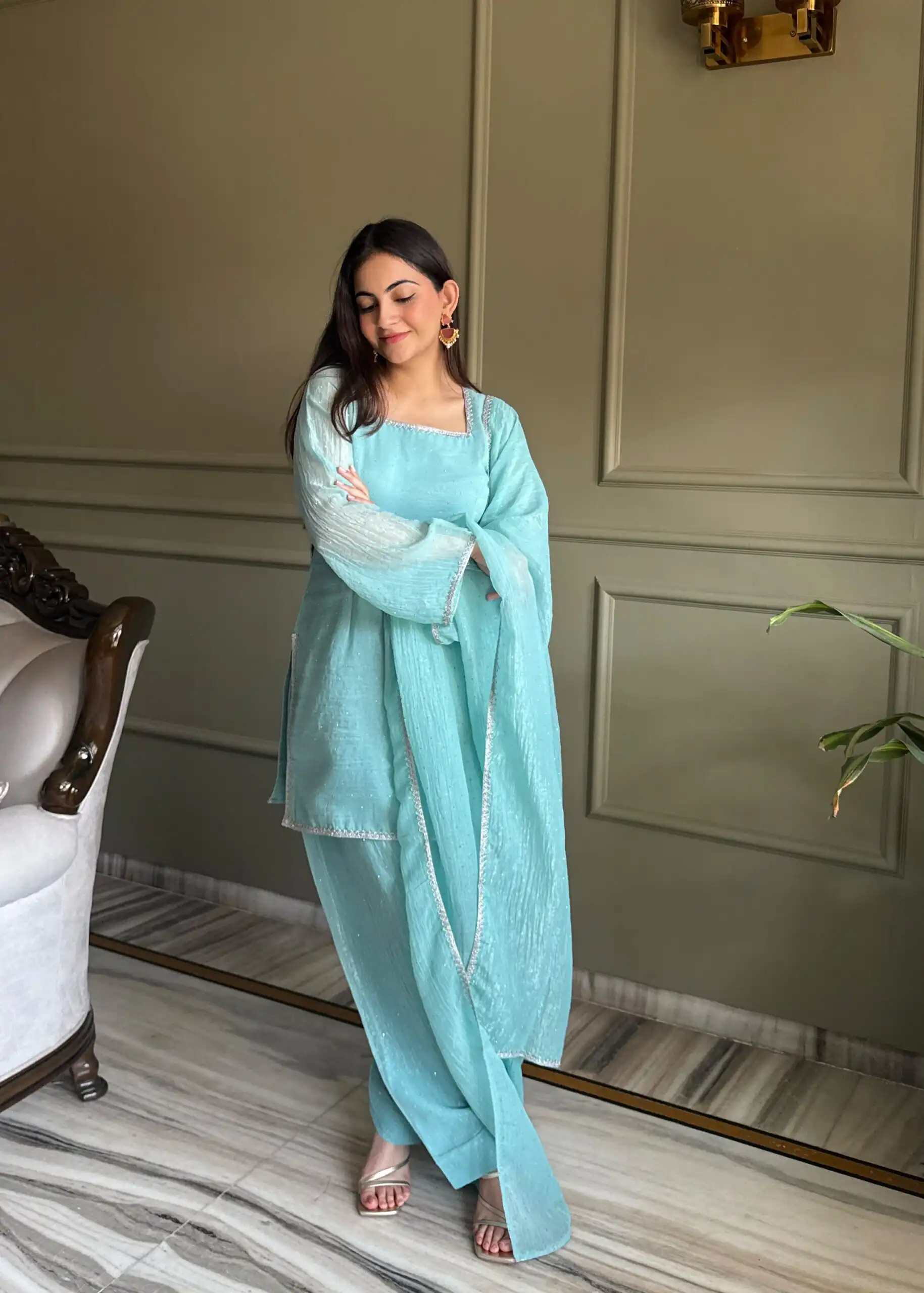 KB 297 Sky Blue Crunchy Silk Salwar Suit with Embroidery Work. Wedding, Party, Festive, Events Best Price ₹2029. Delivery 4-6 Working Days. Shop now. | Jump Suits, Salwar suit, Casual Suits, Creative suits, Designer Suits, Palazzo Suits, Party Wear Suits, Patiala Suits, Straight Suits