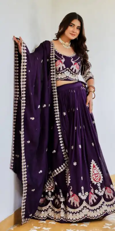 Ram 202 Purple Color Vichitra Lehenga Choli with Embroidery Work. Exclusive Offer ₹3149. Delivery 4-6 Working Days. Shop now. | Lehenga, Bollywood Lehenga, Creative Lehenga, Designer Lehenga, Embroidered Lehenga, Party Wear Lehenga