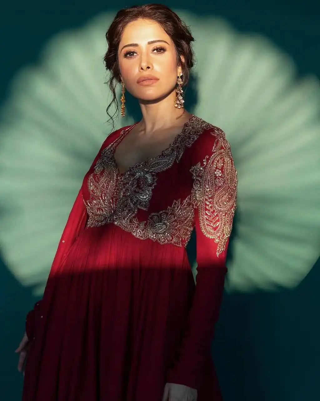 ST 1109 Red Chinon Gown. Perfect for Wedding, Party, Mehendi, Eid, Housewarming – Best Price ₹2149. Delivery 4-6 Working Days. Shop now. | Gowns, Bollywood Gowns, Creative Gowns, Designer Gowns, Embroidered Gowns, Party Wear Gowns