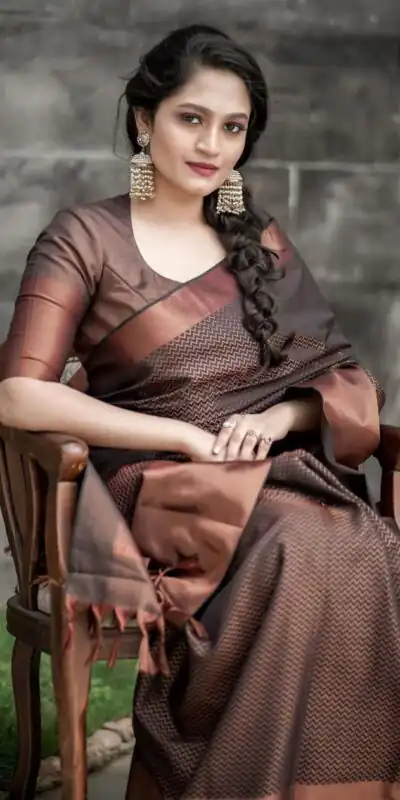 KP 3094 Brown Soft Lichi Jacquard Work Saree for Wedding, Party, Cultural Events, Traditional Day, Pooja . Grab it for ₹1549. Delivery 4-6 Working Day | Sarees, Bollywood Sarees, Creative Sarees, Designer Sarees, Embroidered Sarees, Ethnic Saree, Modern Digital sarees, Party Wear Sarees