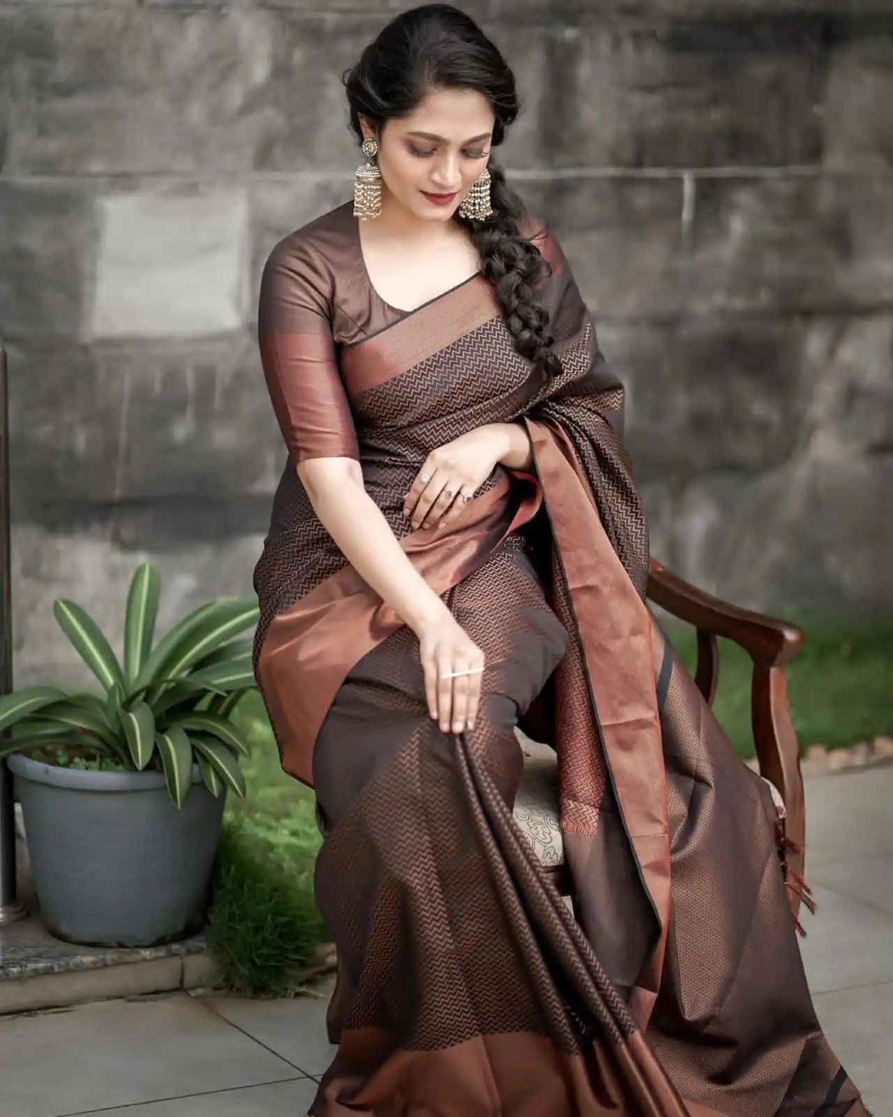 KP 3094 Brown Soft Lichi Jacquard Work Saree for Wedding, Party, Cultural Events, Traditional Day, Pooja . Grab it for ₹1549. Delivery 4-6 Working Day | Sarees, Bollywood Sarees, Creative Sarees, Designer Sarees, Embroidered Sarees, Ethnic Saree, Modern Digital sarees, Party Wear Sarees