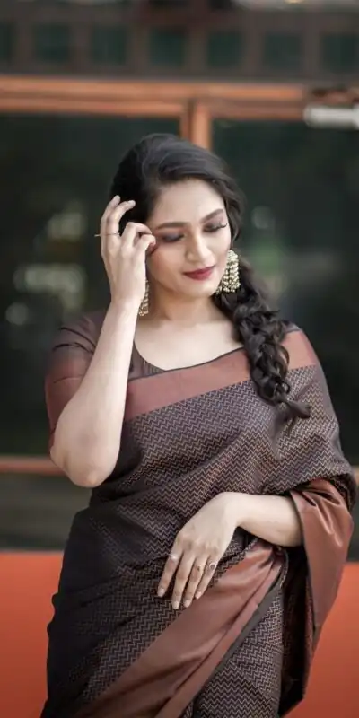 KP 3094 Brown Soft Lichi Jacquard Work Saree for Wedding, Party, Cultural Events, Traditional Day, Pooja . Grab it for ₹1549. Delivery 4-6 Working Day | Sarees, Bollywood Sarees, Creative Sarees, Designer Sarees, Embroidered Sarees, Ethnic Saree, Modern Digital sarees, Party Wear Sarees