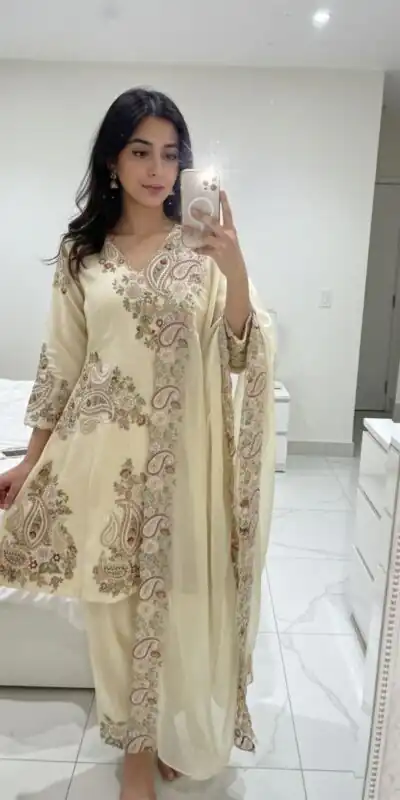BE 449 Cream in Wine Fendy Silk Embroidery Work & Sequins Work Salwar Suit . Now at just ₹2449. Delivery 4-6 Working Days. Shop now. | Jump Suits, Salwar suit, Casual Suits, Creative suits, Designer Suits, Palazzo Suits, Party Wear Suits, Patiala Suits, Straight Suits