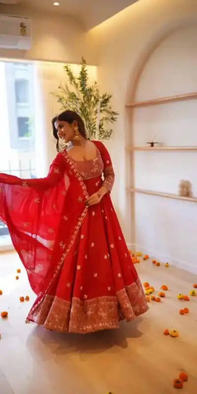 RTC 6085 Red Faux Georgette Salwar Suit with Lace Work & Digital Print. Introductory Price ₹2799. Delivery 4-6 Working Days. Shop now. | Anarkali Suits, Bollywood Anarkali, Creative-Anarkali, Designer Anarkali, Embroidered Anarkali, Party Wear Anarkali
