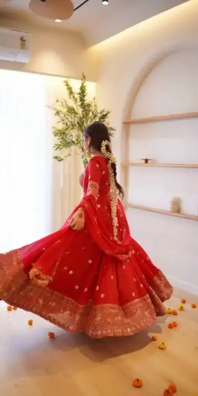 RTC 6085 Red Faux Georgette Salwar Suit with Lace Work & Digital Print. Introductory Price ₹2799. Delivery 4-6 Working Days. Shop now. | Anarkali Suits, Bollywood Anarkali, Creative-Anarkali, Designer Anarkali, Embroidered Anarkali, Party Wear Anarkali