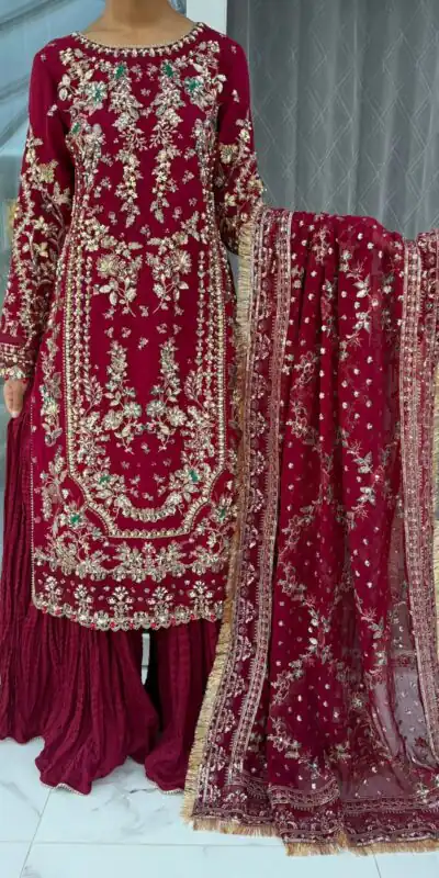 SRK 5333 Maroon Faux Georgette Salwar Suit with Mirror Work & Embroidery Work. Get it for ₹2799. Delivery 4-6 Working Days. Shop now. | Jump Suits, Salwar suit, Casual Suits, Creative suits, Designer Suits, Palazzo Suits, Party Wear Suits, Patiala Suits, Straight Suits