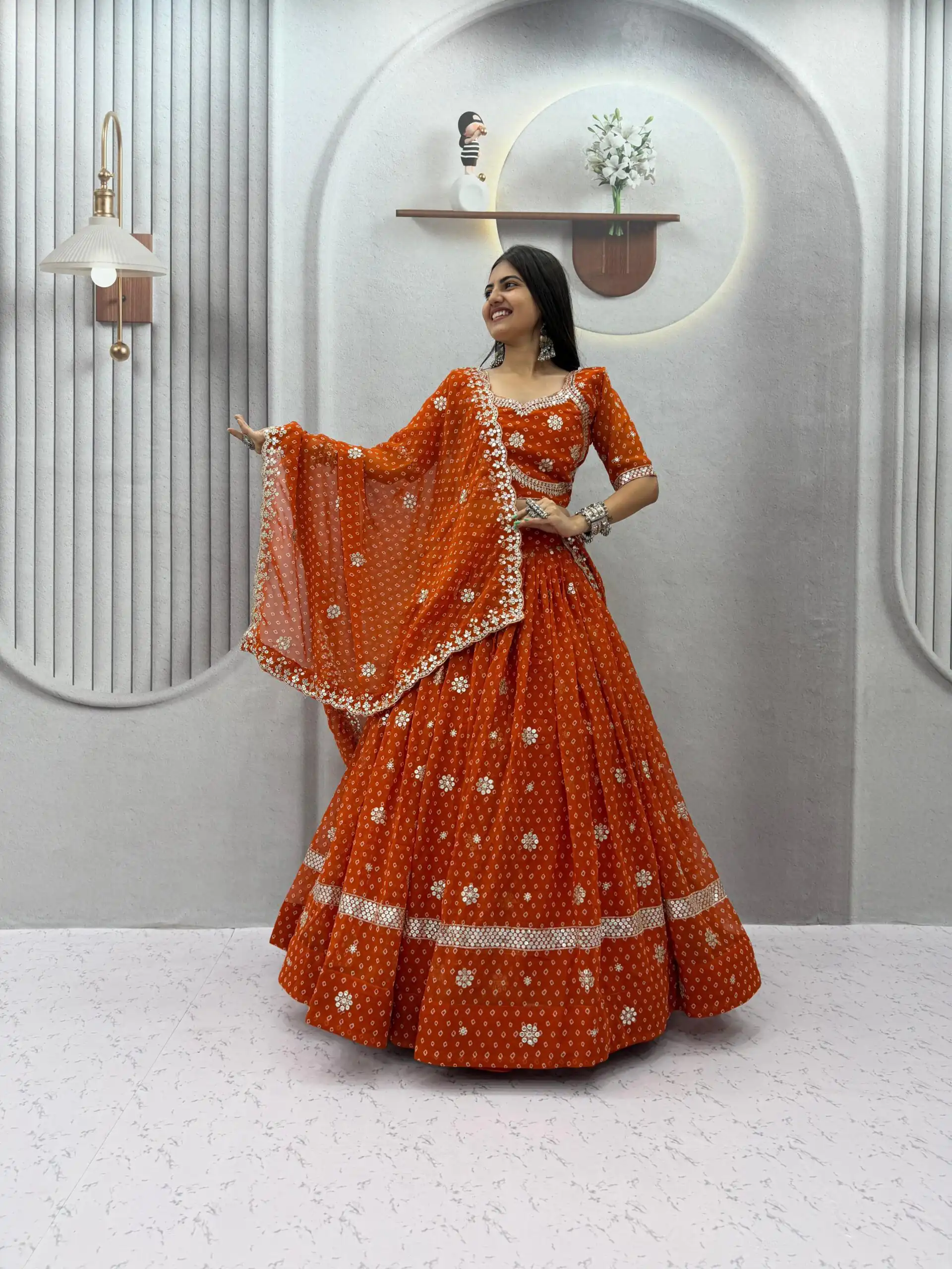 PC 602 Rust Faux Georgette Lehenga Choli with Embroidery Work & Lace Work. Special Price ₹3149. Delivery 4-6 Working Days. Shop now. | Lehenga, Bollywood Lehenga, Creative Lehenga, Designer Lehenga, Embroidered Lehenga, Party Wear Lehenga