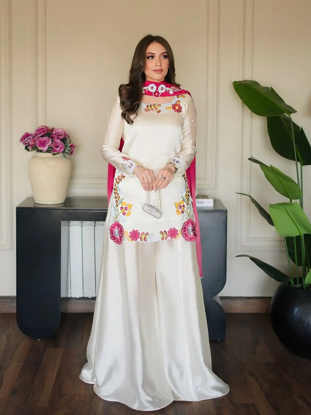 MF 525 Off White Color Roman Silk Salwar Suit with Embroidery Work. Available at ₹2399 only. Delivery 4-6 Working Days. Shop now. | Jump Suits, Salwar suit, Casual Suits, Creative suits, Designer Suits, Palazzo Suits, Party Wear Suits, Patiala Suits, Straight Suits