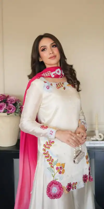 MF 525 Off White Color Roman Silk Salwar Suit with Embroidery Work. Available at ₹2399 only. Delivery 4-6 Working Days. Shop now. | Jump Suits, Salwar suit, Casual Suits, Creative suits, Designer Suits, Palazzo Suits, Party Wear Suits, Patiala Suits, Straight Suits
